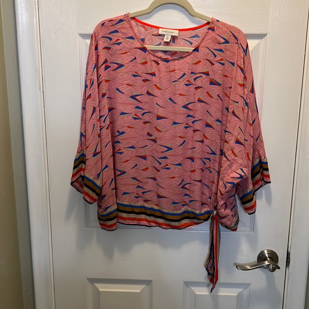 Batwing fun colorful blouse 100% visacose